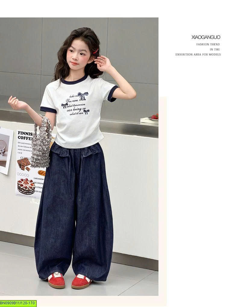 QUẦN DENIM PHỐI BÈO BÉ GÁI