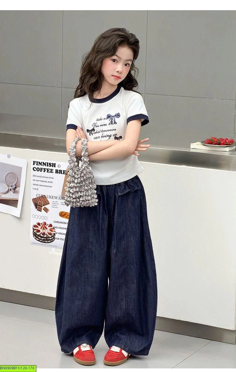 QUẦN DENIM PHỐI BÈO BÉ GÁI