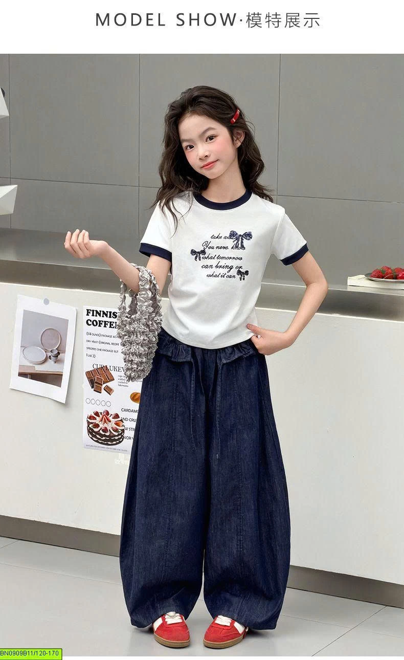 QUẦN DENIM PHỐI BÈO BÉ GÁI