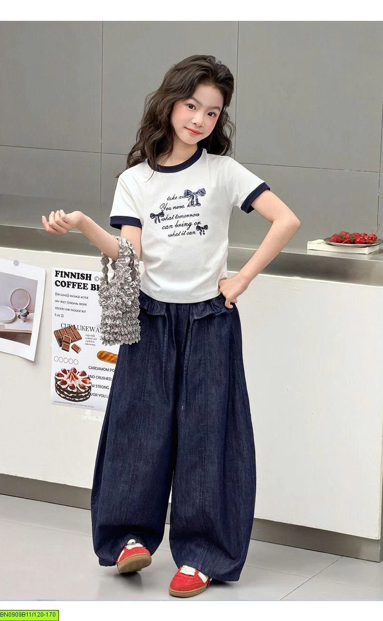 QUẦN DENIM PHỐI BÈO BÉ GÁI