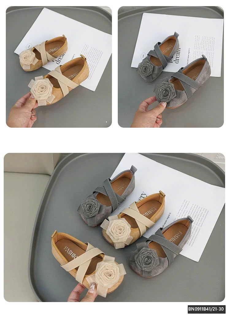 GIÀY DA LỘN ĐÍNH HOA HỒNG 3D