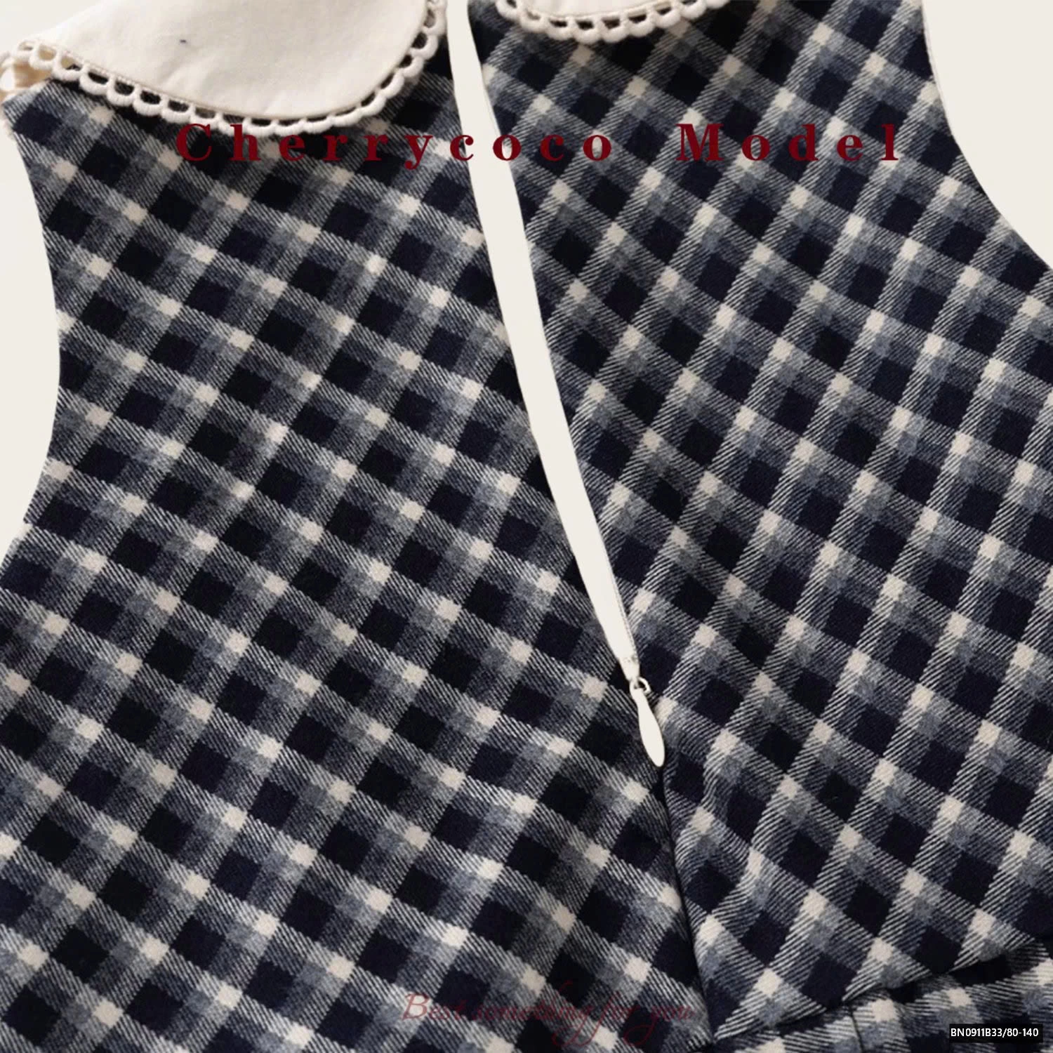 SET ÁO LEN CÚN MIX ĐẦM CARO CHERRYCOCO