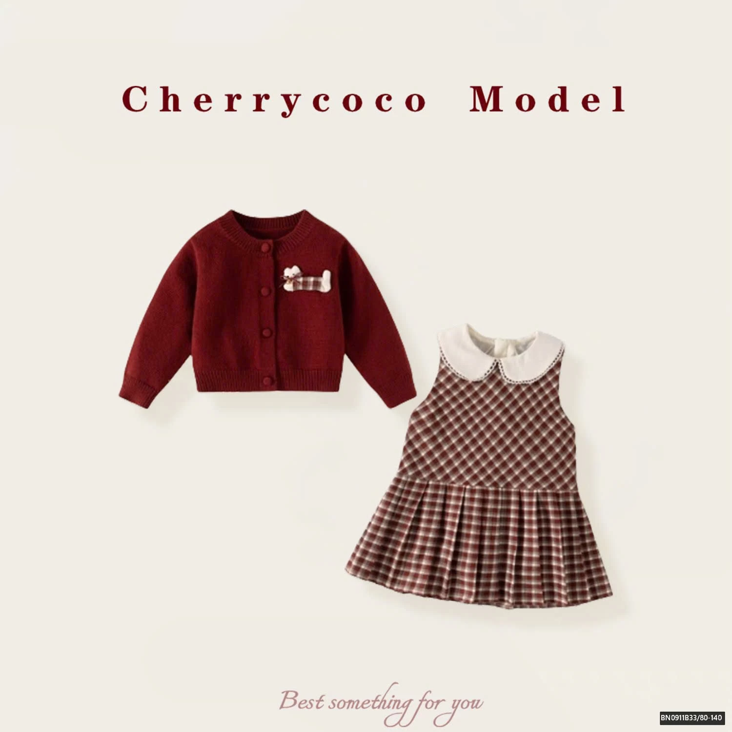 SET ÁO LEN CÚN MIX ĐẦM CARO CHERRYCOCO