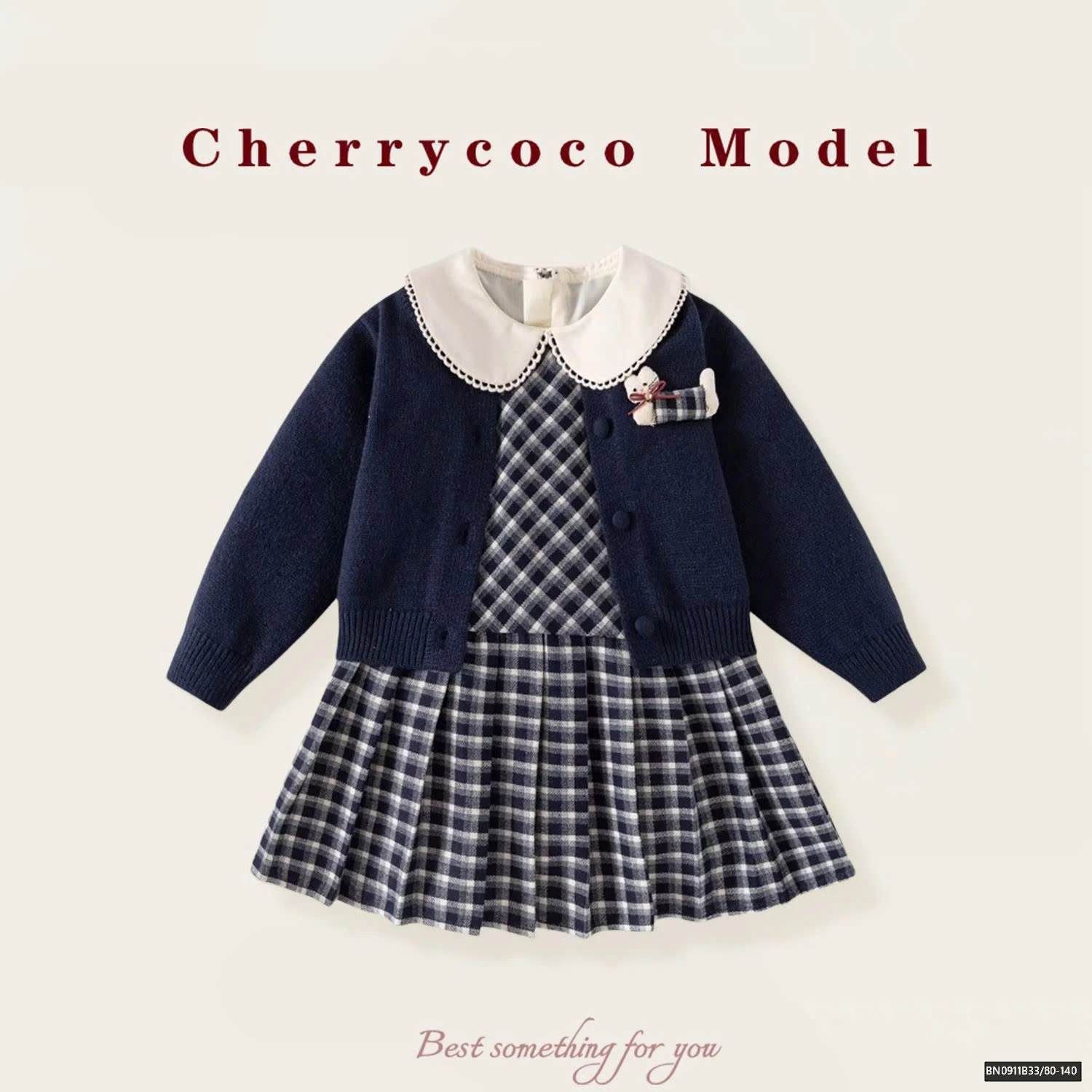 SET ÁO LEN CÚN MIX ĐẦM CARO CHERRYCOCO