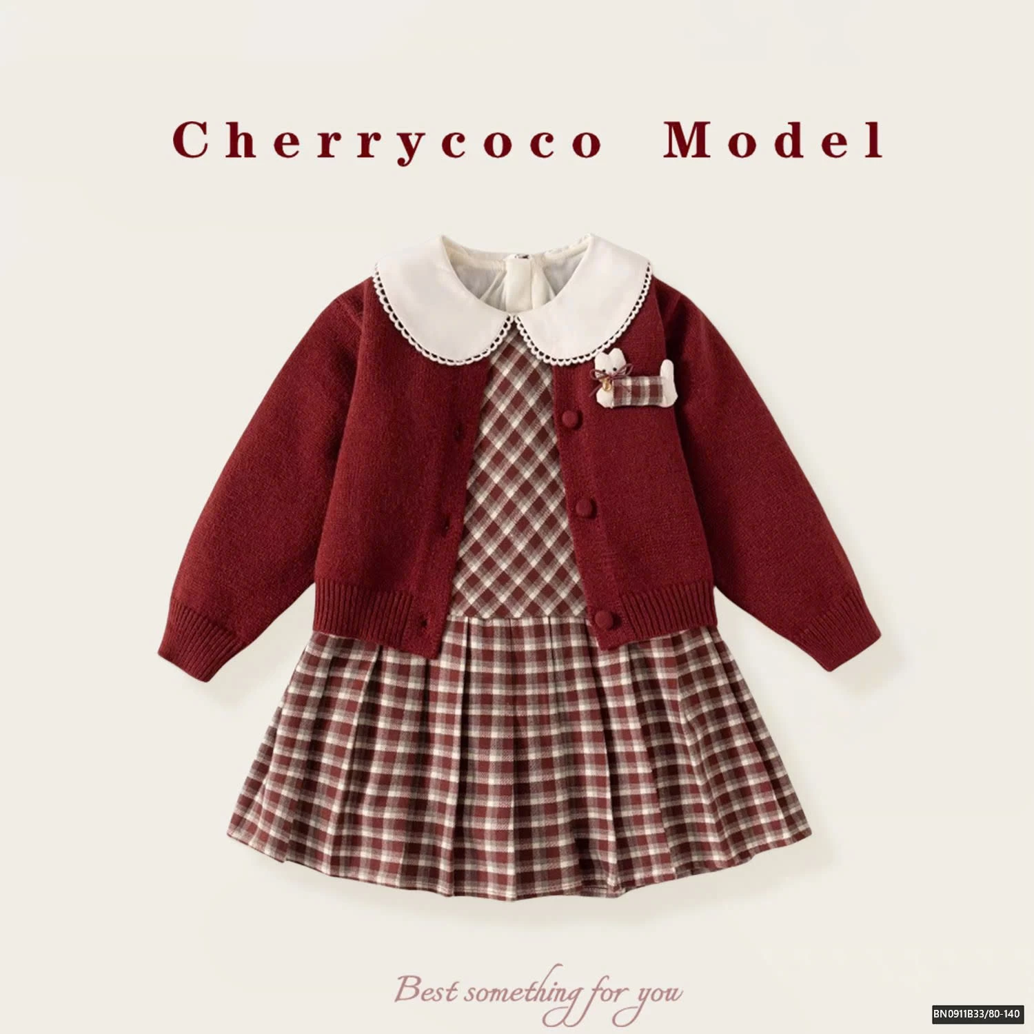 SET ÁO LEN CÚN MIX ĐẦM CARO CHERRYCOCO