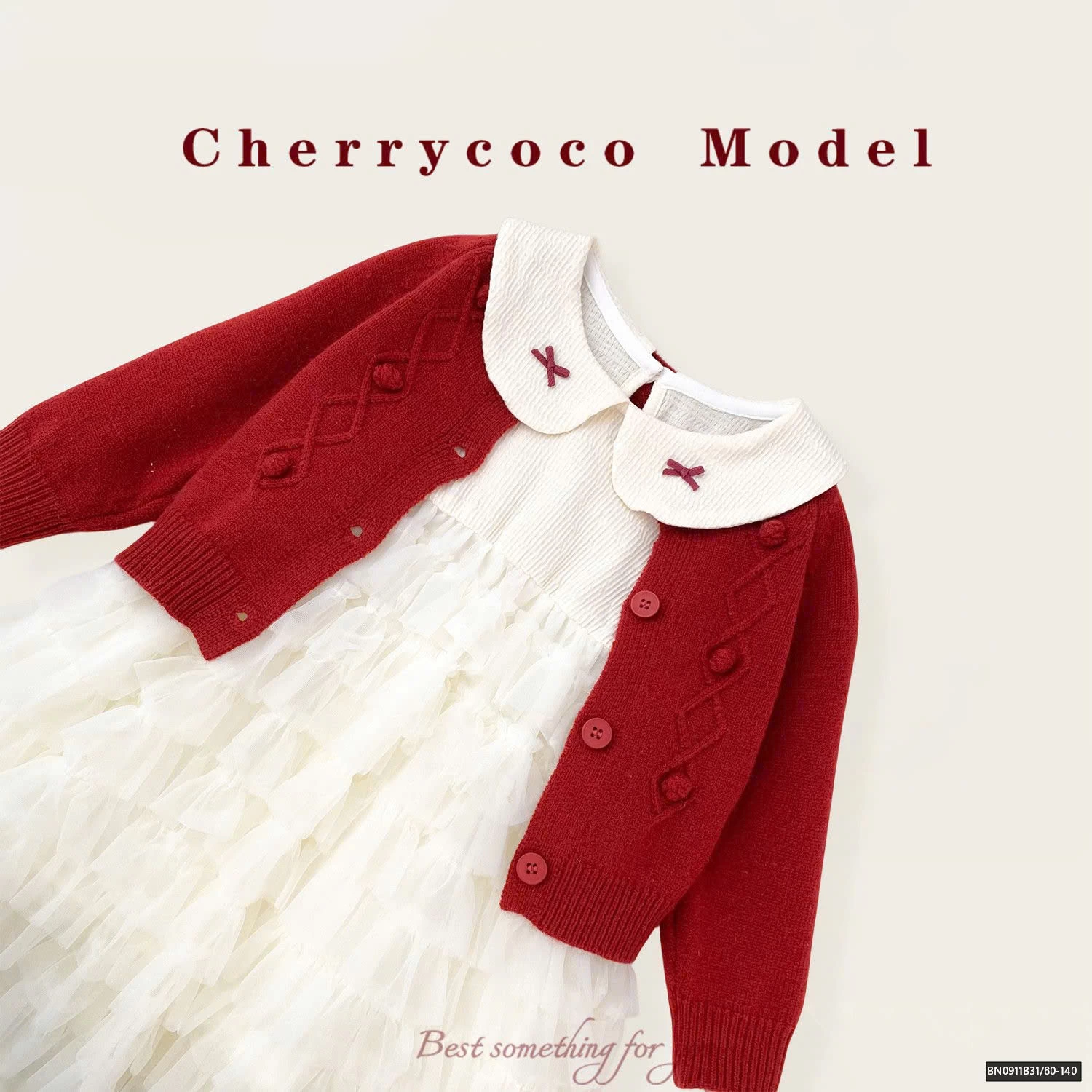 SET ÁO KHOÁC LEN MIX ĐẦM VOAN TẦNG  CHERRYCOCO