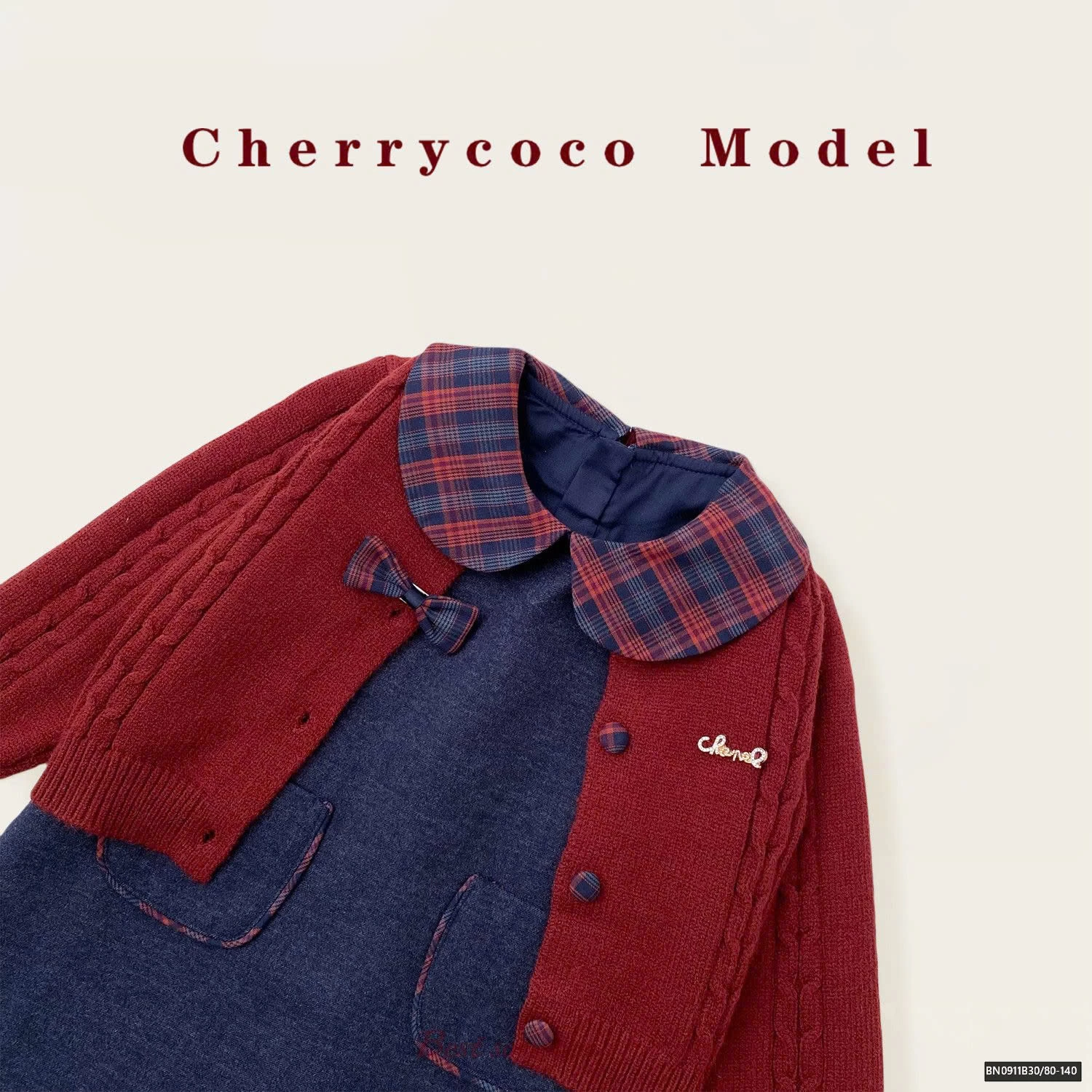 SET ÁO LEN ĐỎ MIX C DENIM CHERRYCOCO