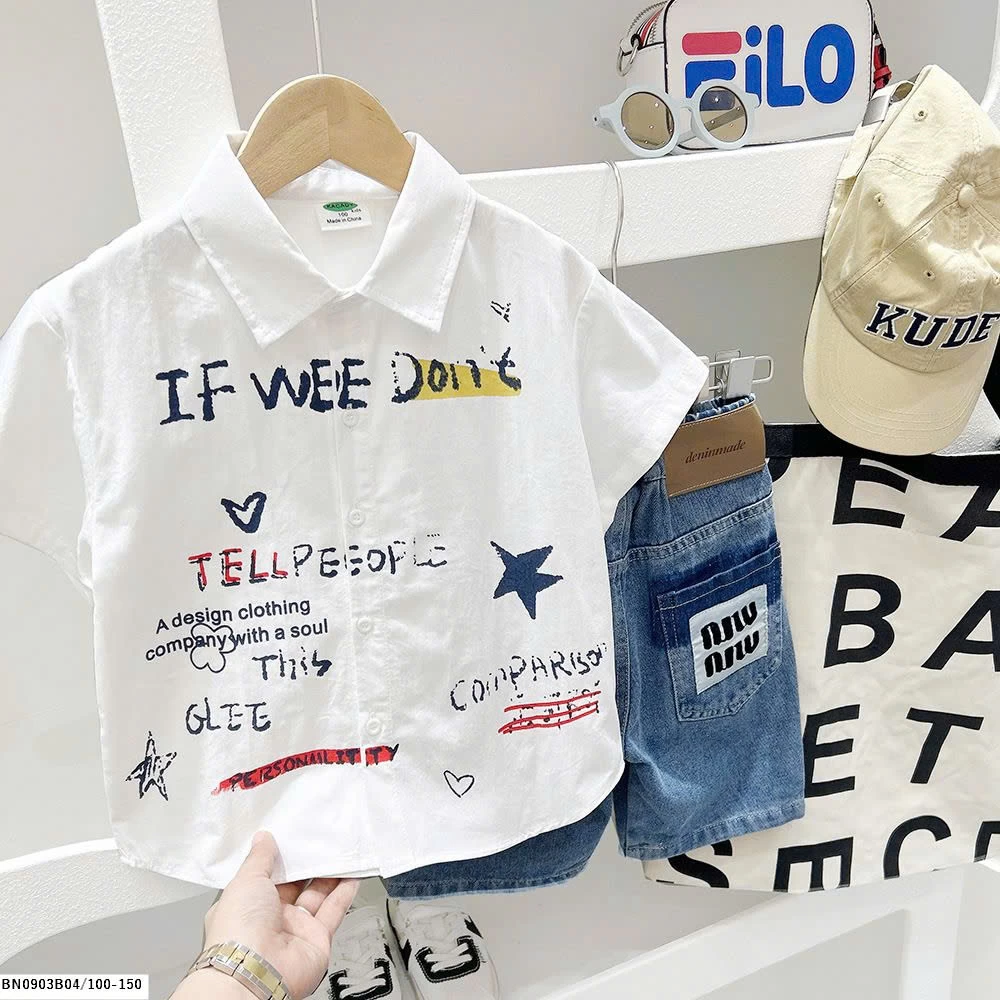 ÁO SƠ MI IN CHỮ CHO BÉ