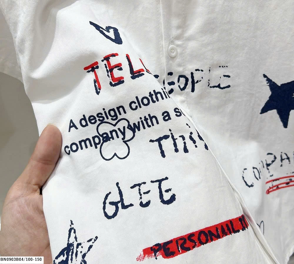 ÁO SƠ MI IN CHỮ CHO BÉ