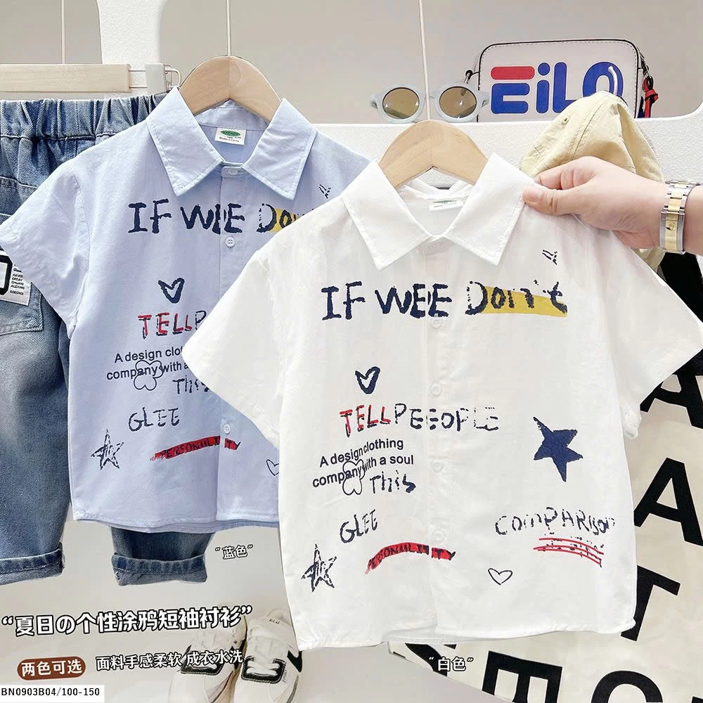 ÁO SƠ MI IN CHỮ CHO BÉ