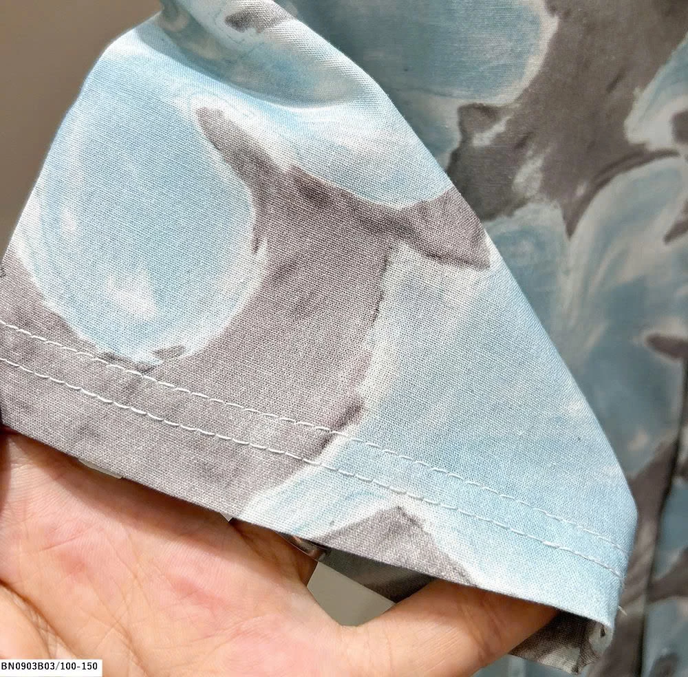 SÉT SƠ MI CỘC TAY HOA LÁ ĐI BIỂN