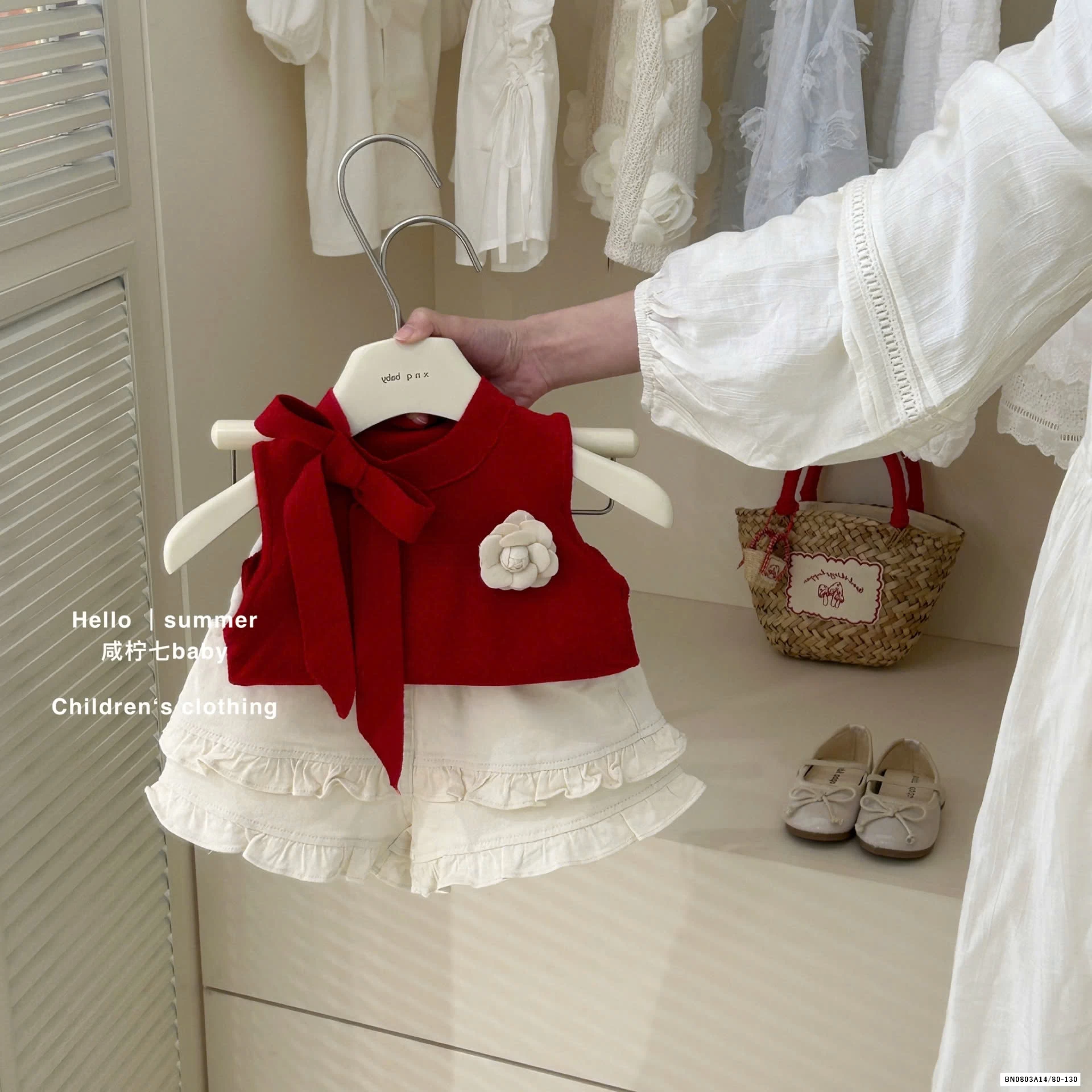 SÉT ÁO ĐỎ MIX SHORT TRẮNG