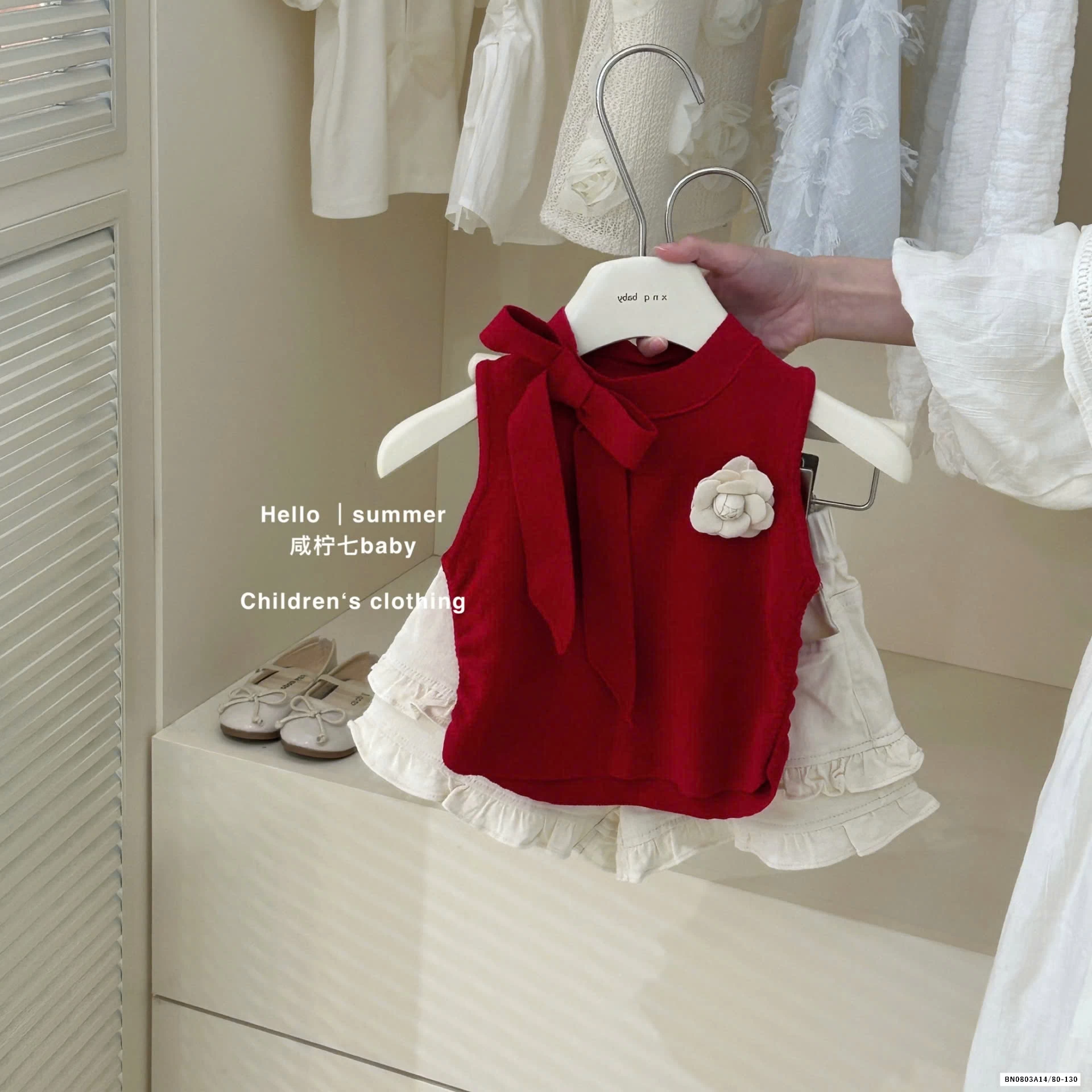 SÉT ÁO ĐỎ MIX SHORT TRẮNG