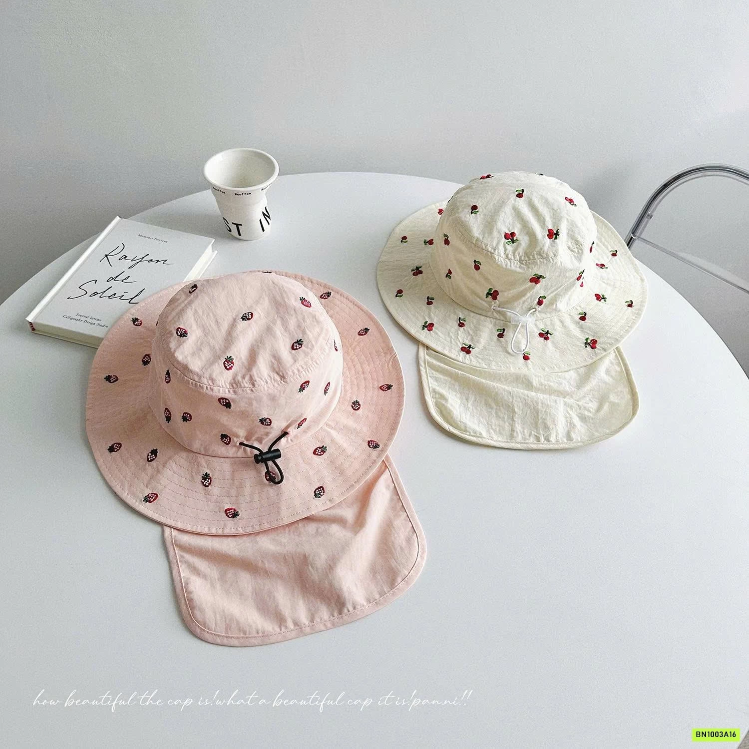 MŨ CHỐNG NẮNG KÈM VẠT CHE THÊU
