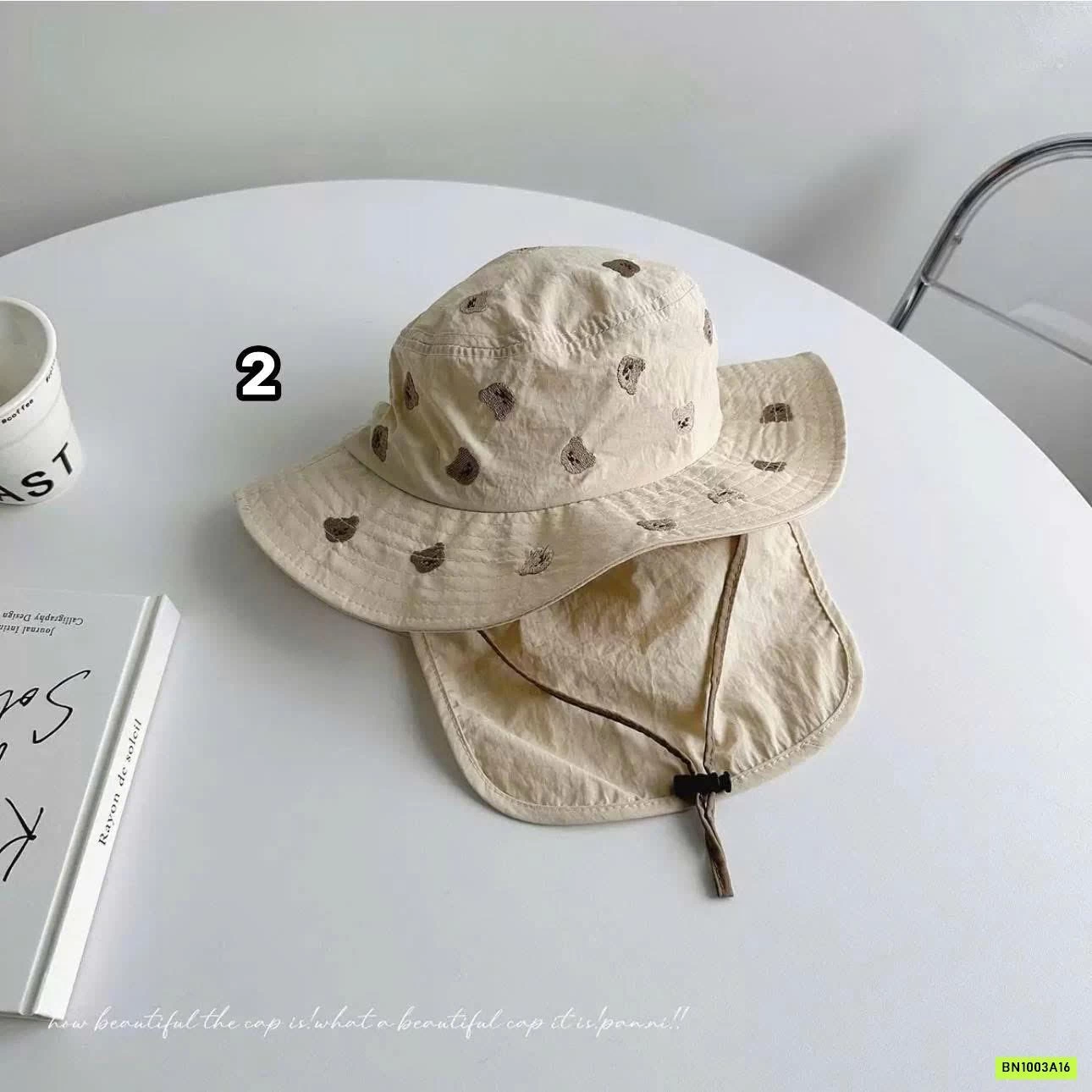 MŨ CHỐNG NẮNG KÈM VẠT CHE THÊU