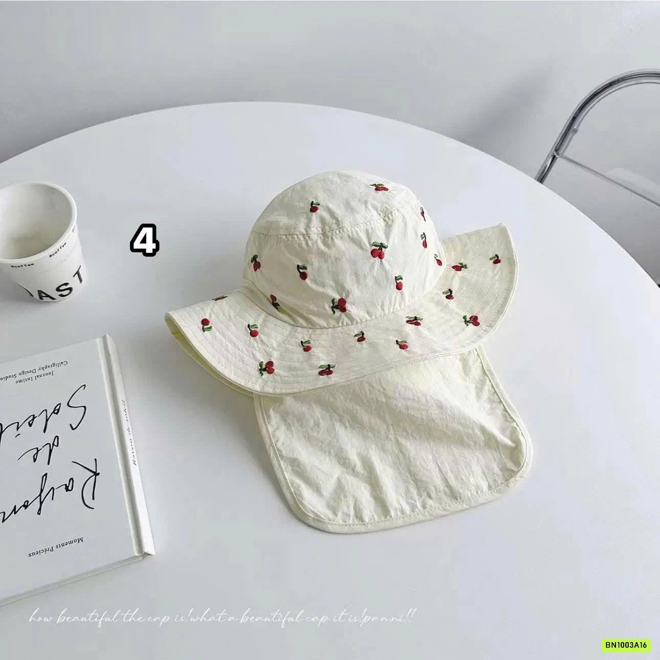 MŨ CHỐNG NẮNG KÈM VẠT CHE THÊU