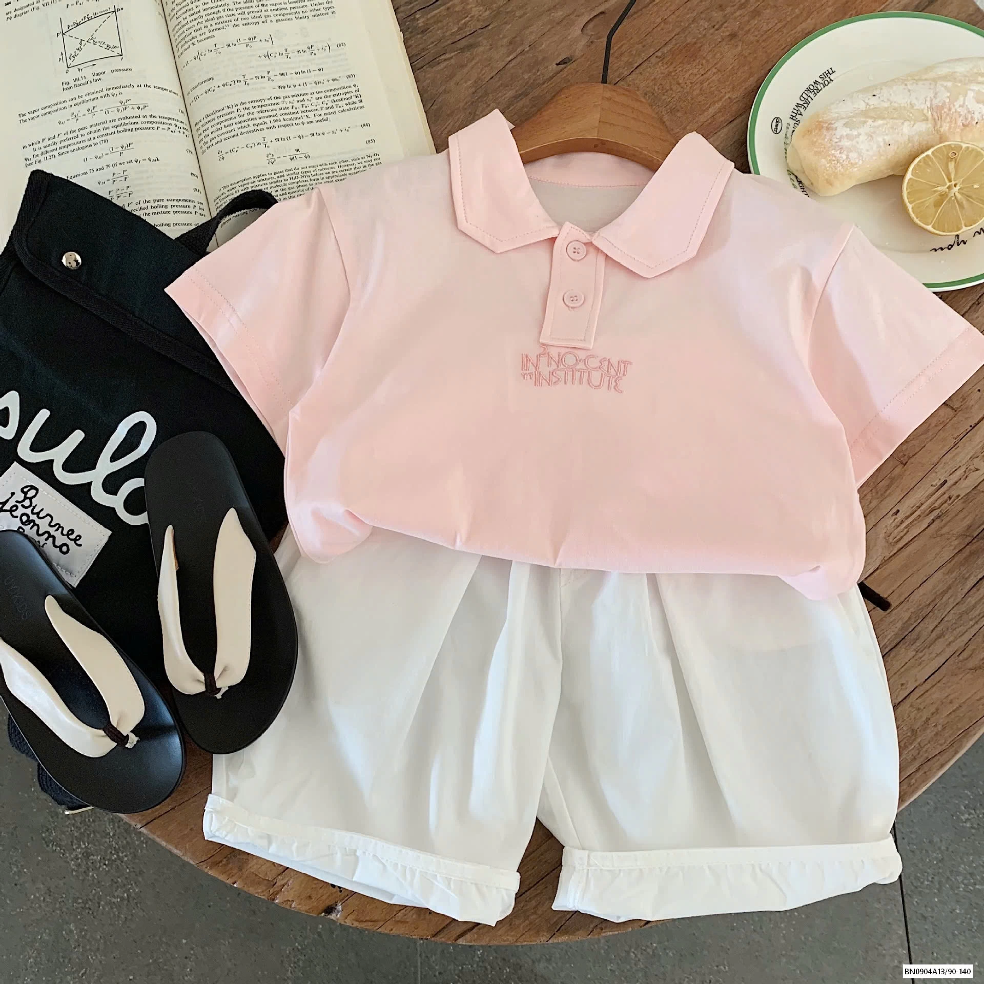 SÉT POLO HỒNG MIX SHORT TRẮNG