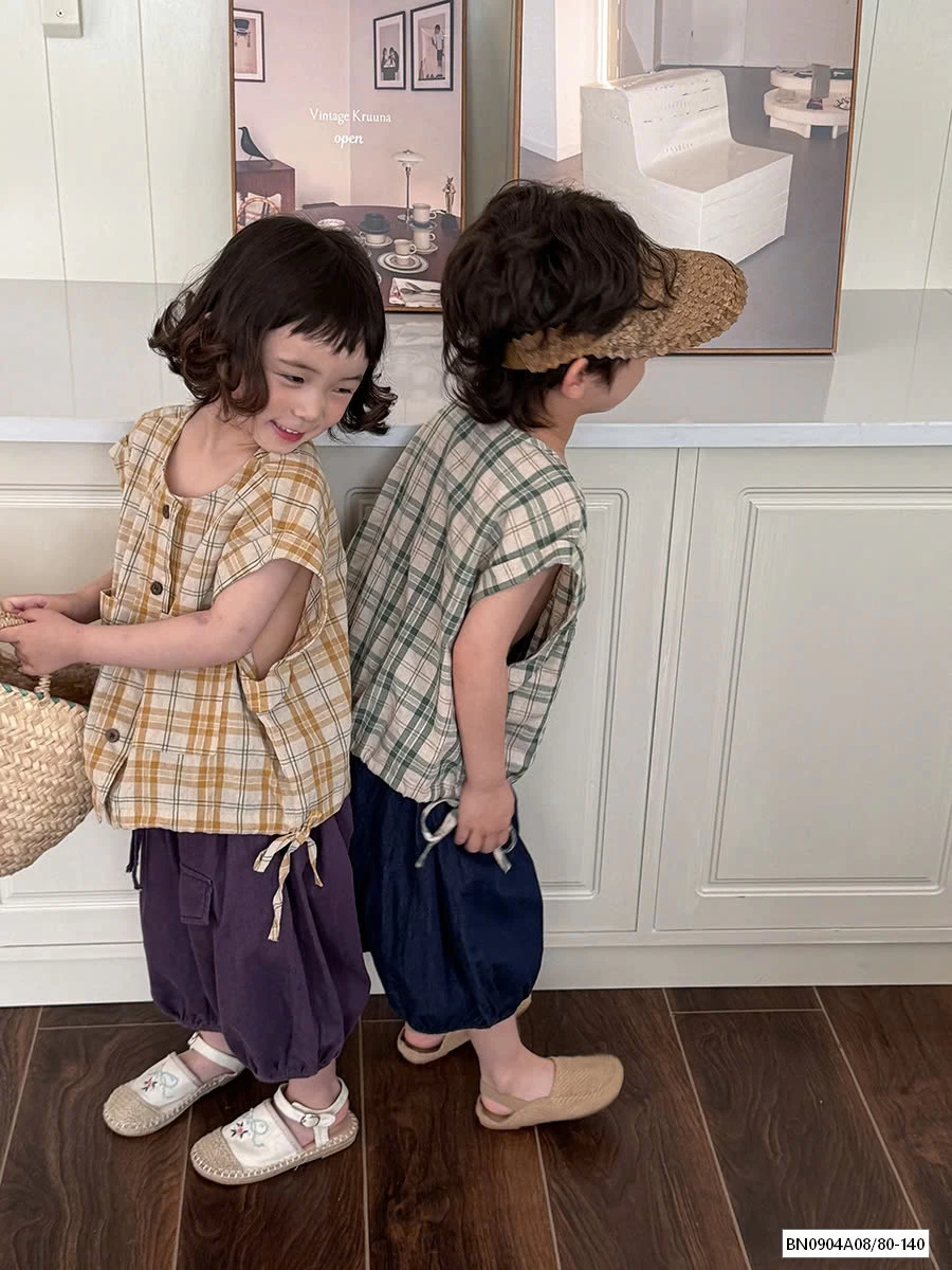 SƠ MI CARO MIX QUẦN BÍ TÚI TRƯỚC