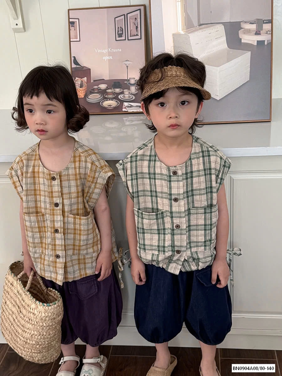 SƠ MI CARO MIX QUẦN BÍ TÚI TRƯỚC