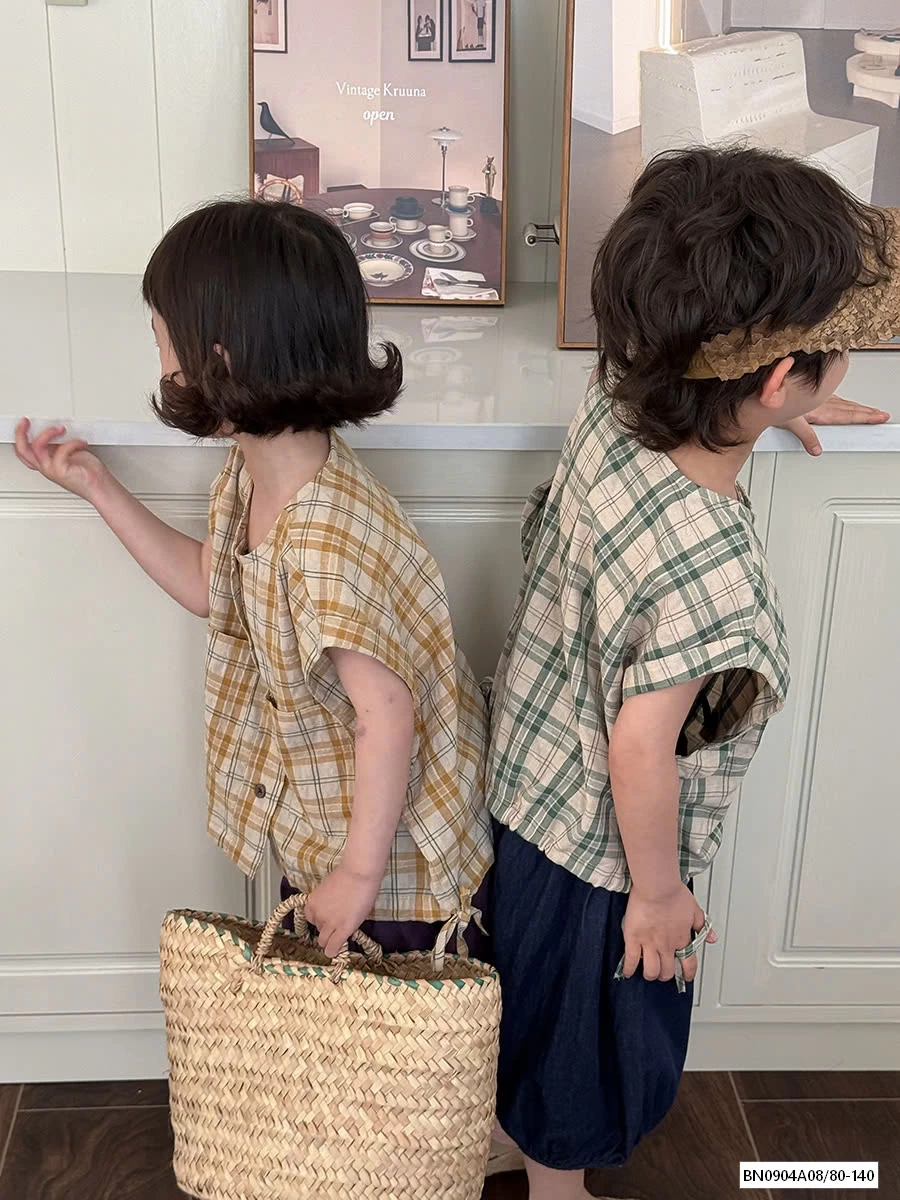 SƠ MI CARO MIX QUẦN BÍ TÚI TRƯỚC