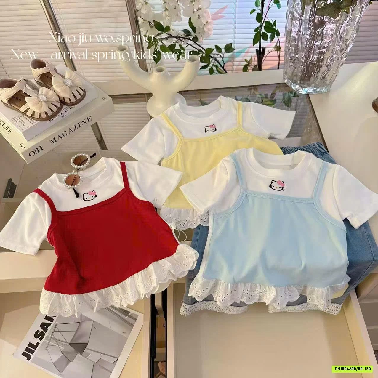 ÁO THUN GIẢ 2 DÂY PHỐI REN