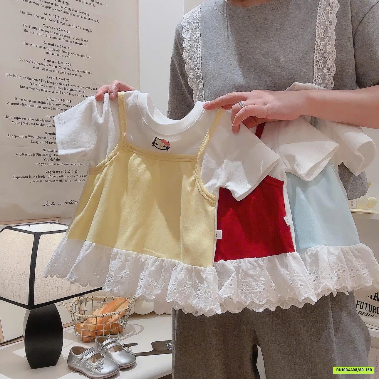 ÁO THUN GIẢ 2 DÂY PHỐI REN