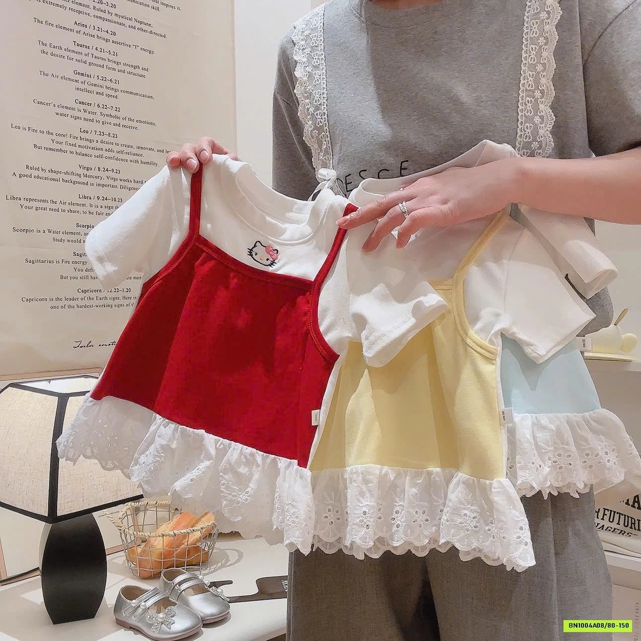 ÁO THUN GIẢ 2 DÂY PHỐI REN