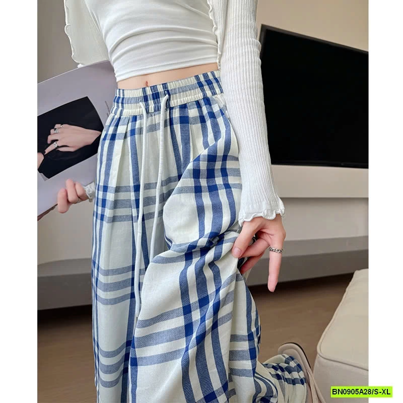 QUẦN ĐŨI ỐNG RỘNG CARO XANH