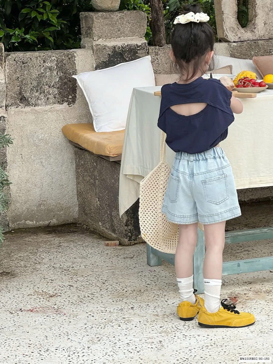 QUẦN SHORT JEAN CẠP CHUN BẠC MÀU