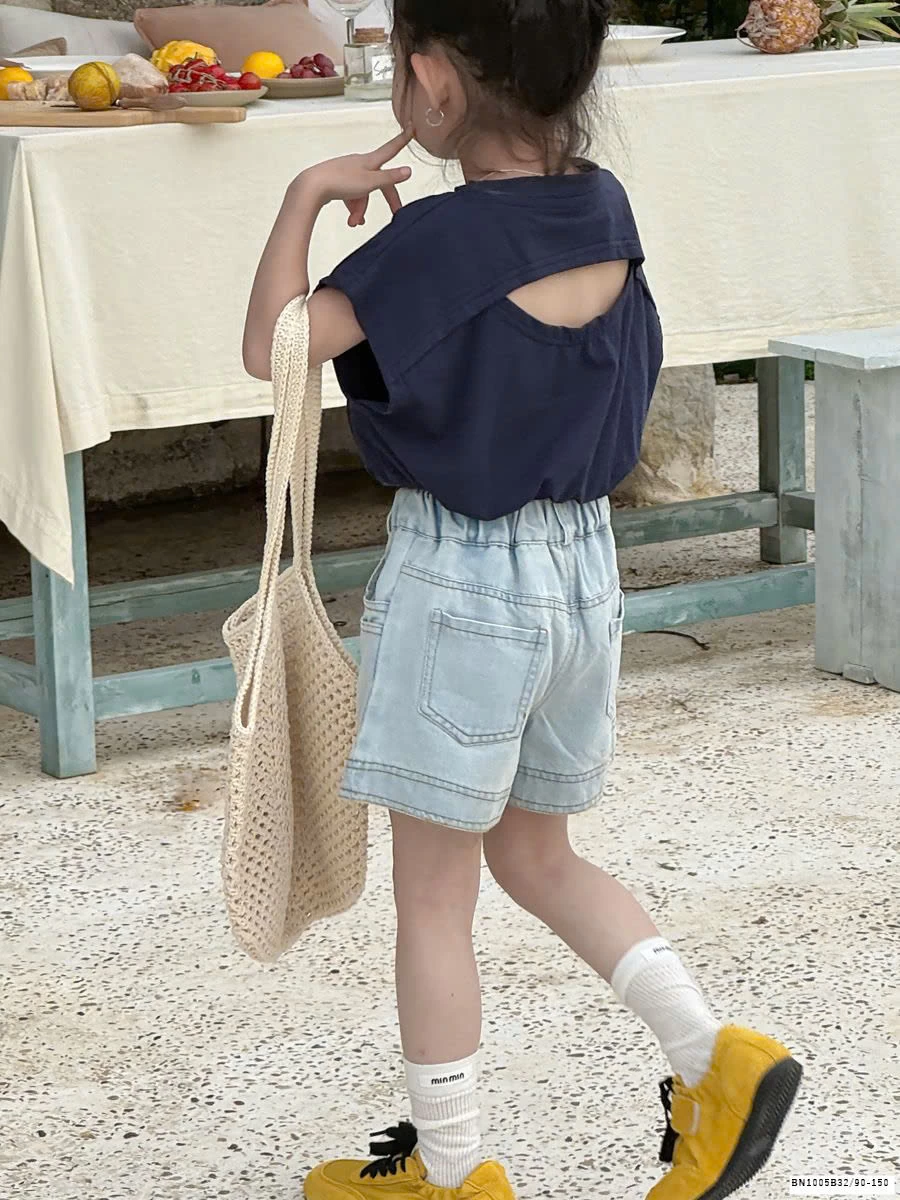 QUẦN SHORT JEAN CẠP CHUN BẠC MÀU