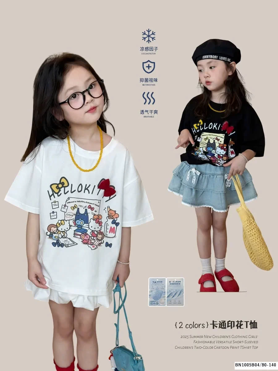 ÁO THUN HELLO KITTY BÉ GÁI