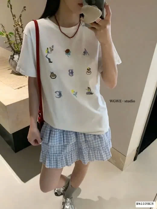 ÁO PHÔNG CỔ TRÒN HOẠ TIẾT WGWE