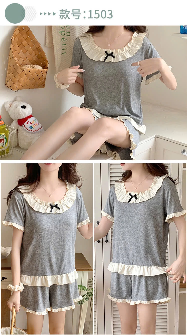 BỘ NỮ KÈM BRA MẶC NHÀ PHỐI VIỀN BÈO