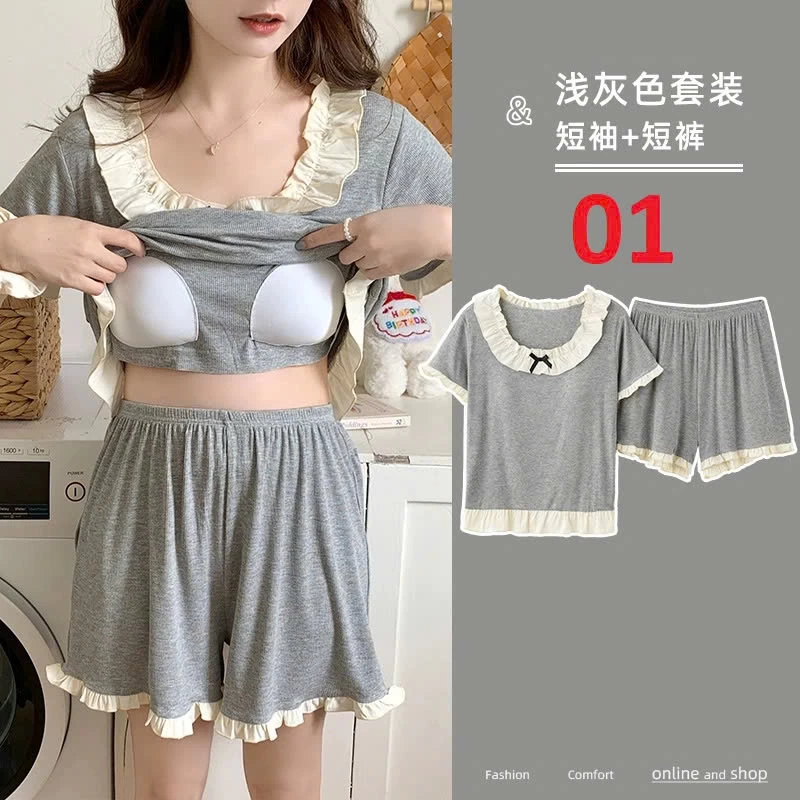 BỘ NỮ KÈM BRA MẶC NHÀ PHỐI VIỀN BÈO