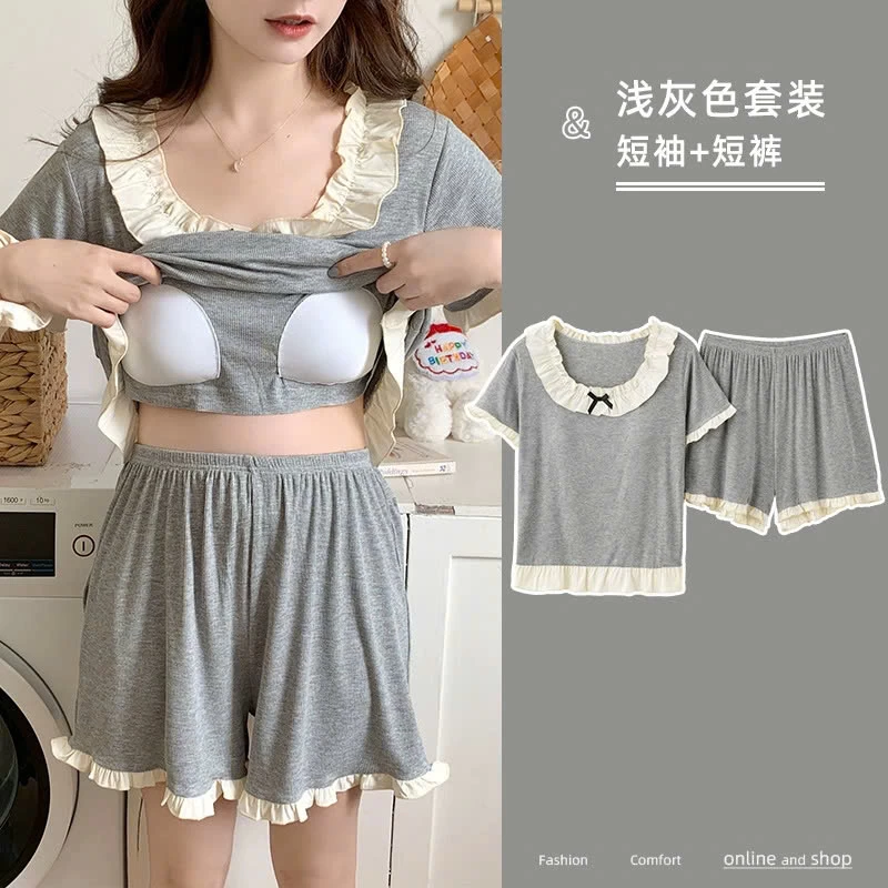 BỘ NỮ KÈM BRA MẶC NHÀ PHỐI VIỀN BÈO