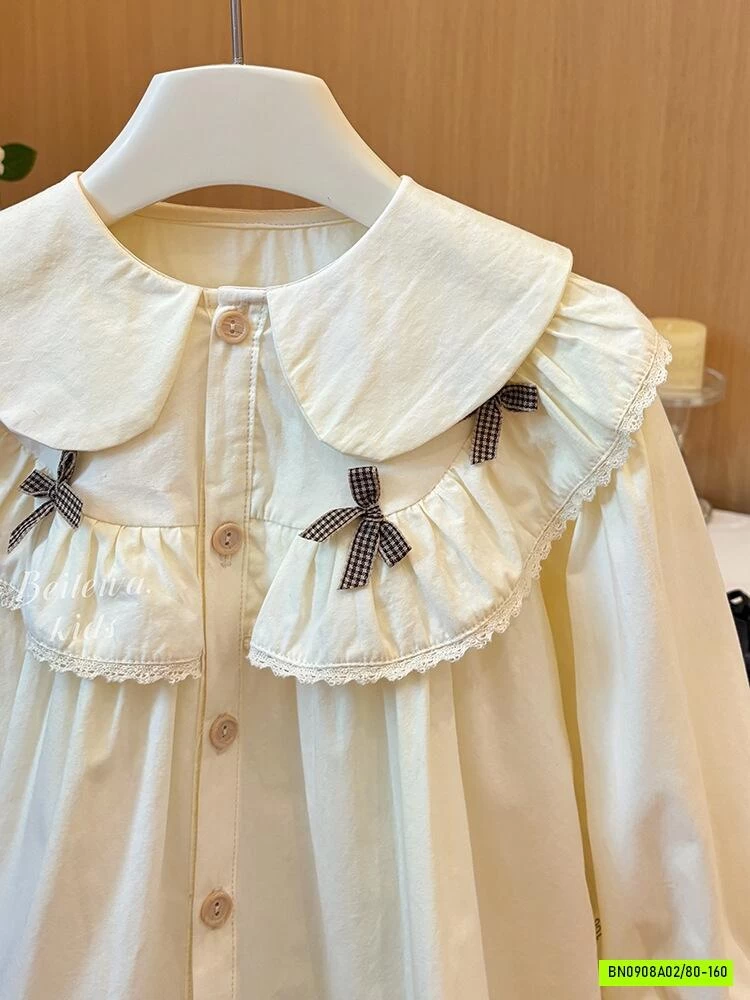 SƠ MI CỔ SEN ĐÍNH NƠ