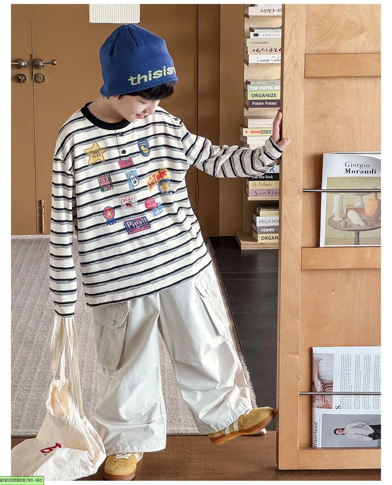 ÁO THUN KẺ NGANG IN HÌNH AOAOKIDS AQ6076