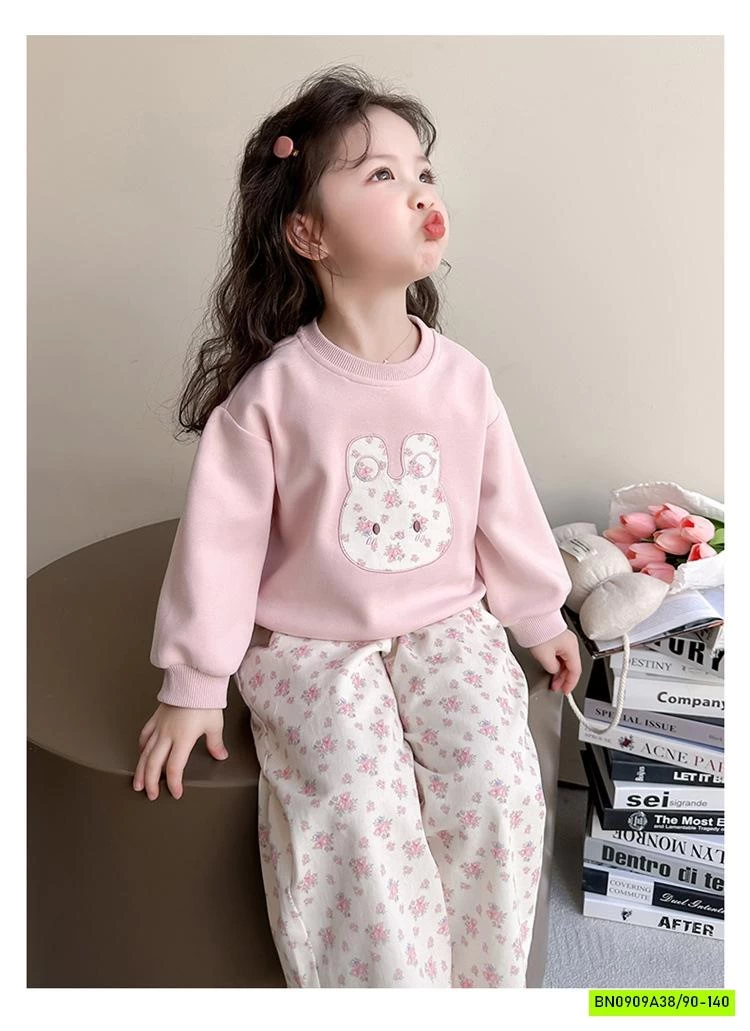 SÉT NỈ HỒNG QUẦN HOA NHÍ