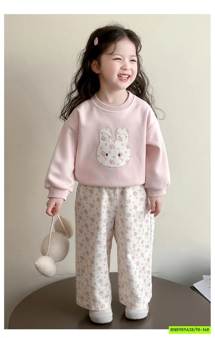 SÉT NỈ HỒNG QUẦN HOA NHÍ