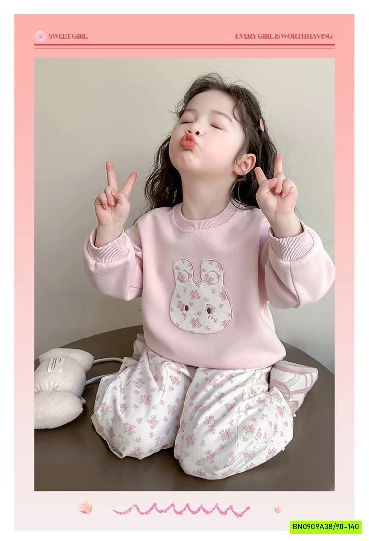 SÉT NỈ HỒNG QUẦN HOA NHÍ