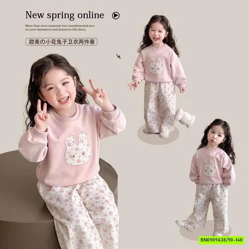 SÉT NỈ HỒNG QUẦN HOA NHÍ