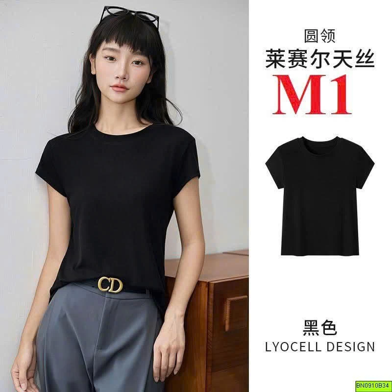 ÁO THUN CỘC TAY CỔ TRÒN CHO NỮ