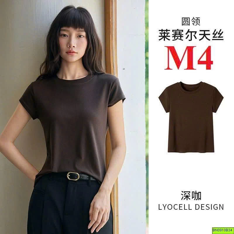 ÁO THUN CỘC TAY CỔ TRÒN CHO NỮ