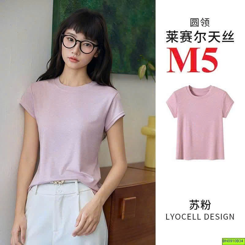 ÁO THUN CỘC TAY CỔ TRÒN CHO NỮ