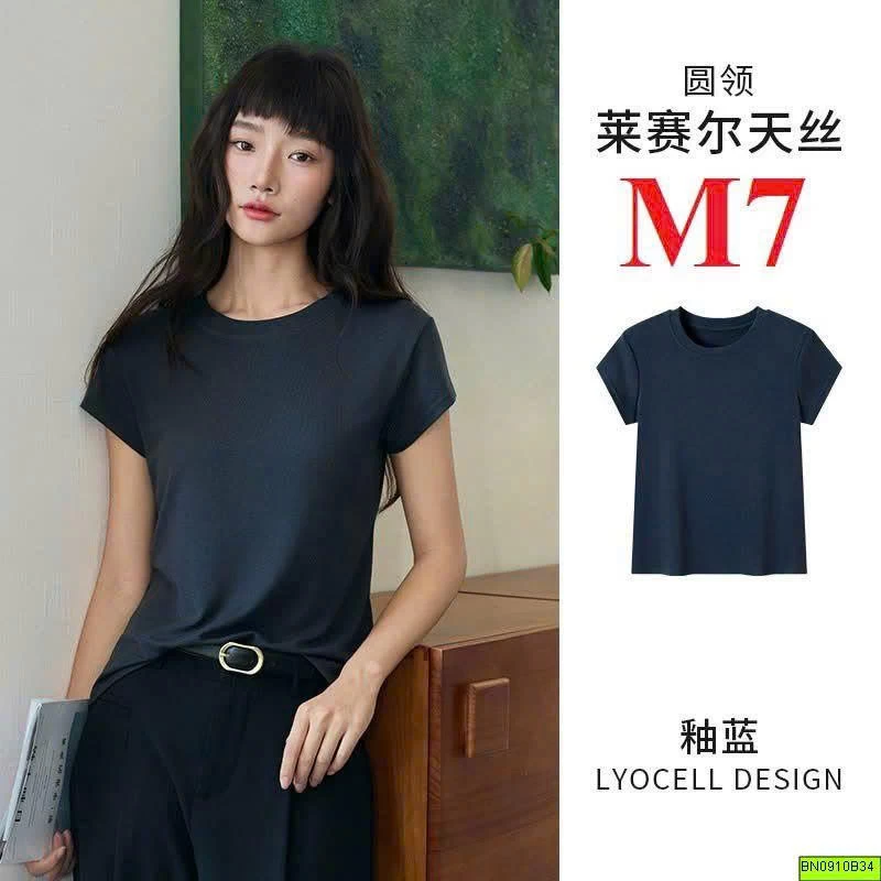 ÁO THUN CỘC TAY CỔ TRÒN CHO NỮ