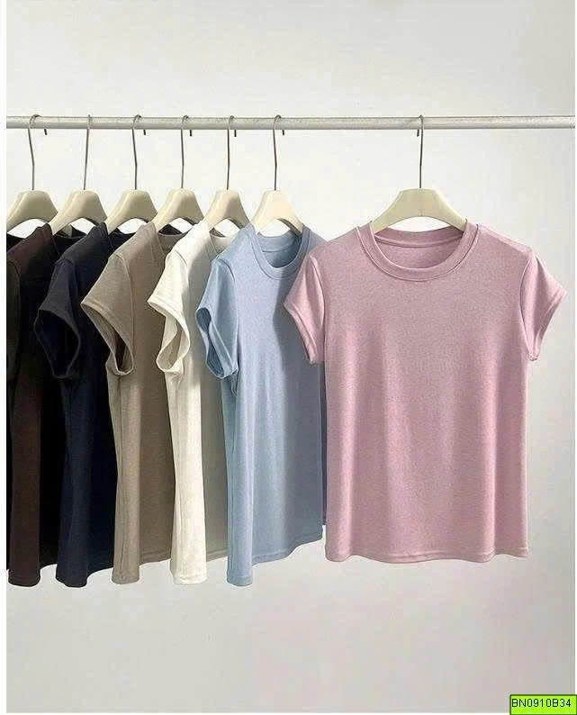 ÁO THUN CỘC TAY CỔ TRÒN CHO NỮ