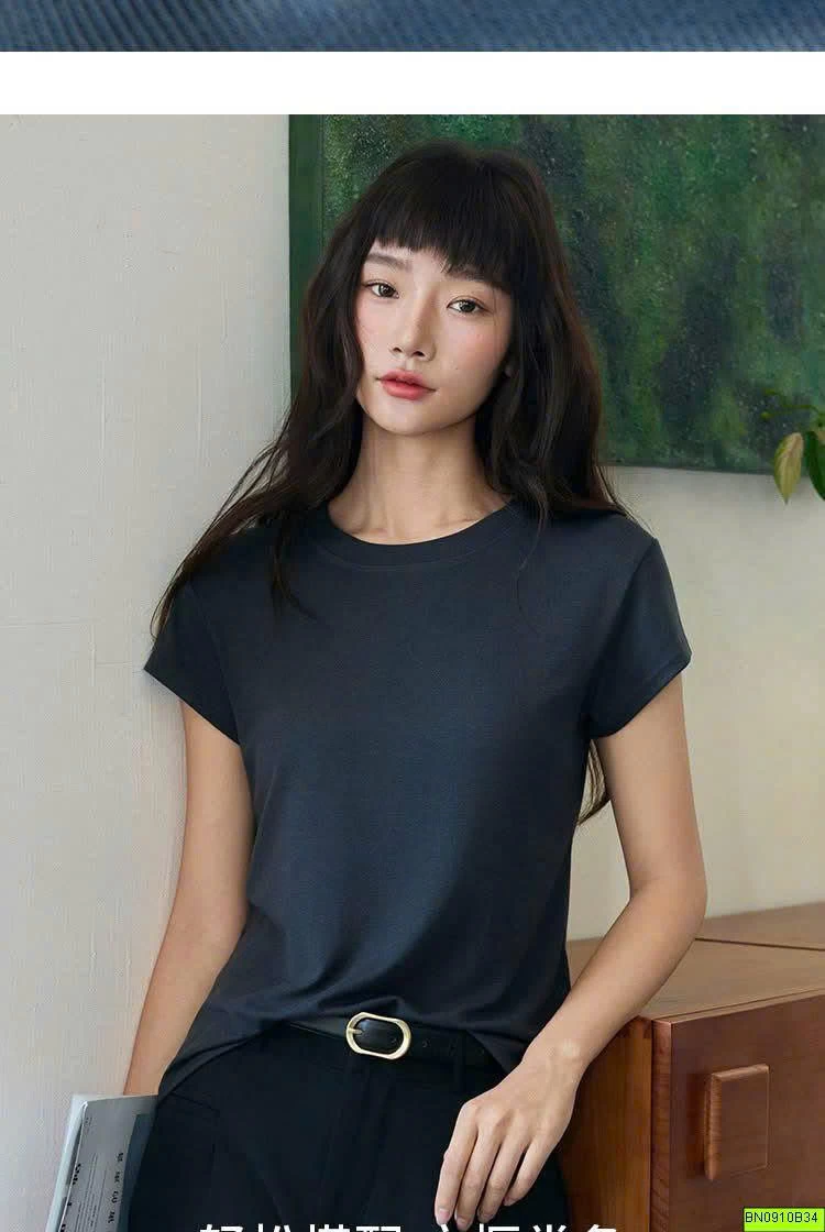 ÁO THUN CỘC TAY CỔ TRÒN CHO NỮ