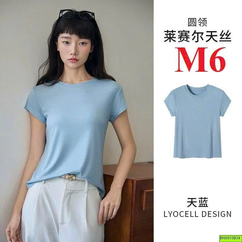 ÁO THUN CỘC TAY CỔ TRÒN CHO NỮ