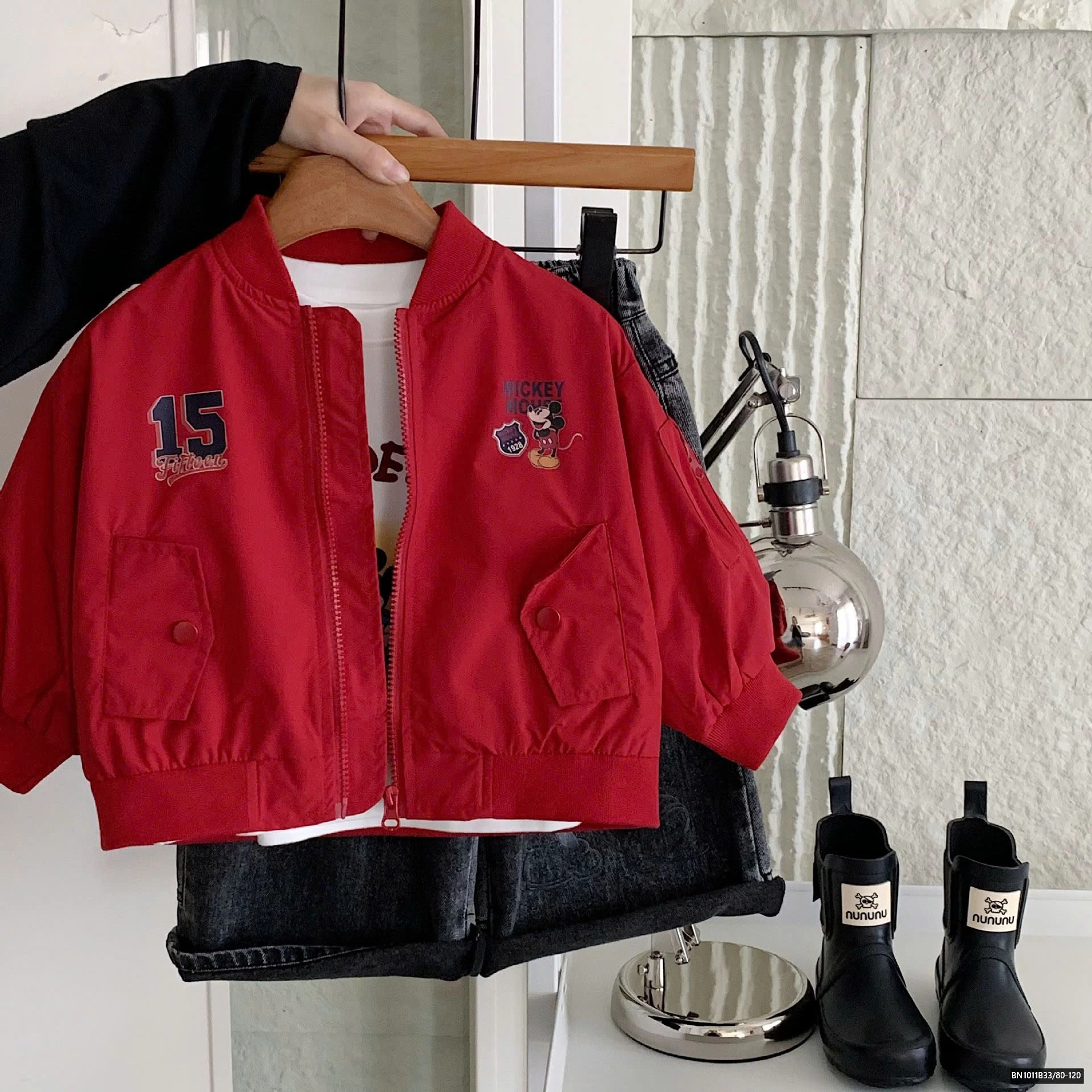 ÁO KHOÁC GIÓ MICKEY ĐỎ SỐ 15