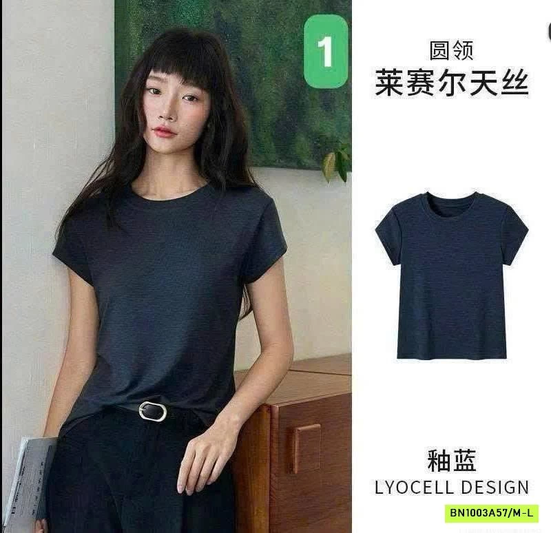 ÁO THUN CỘC TAY CỔ TRÒN CHO NỮ